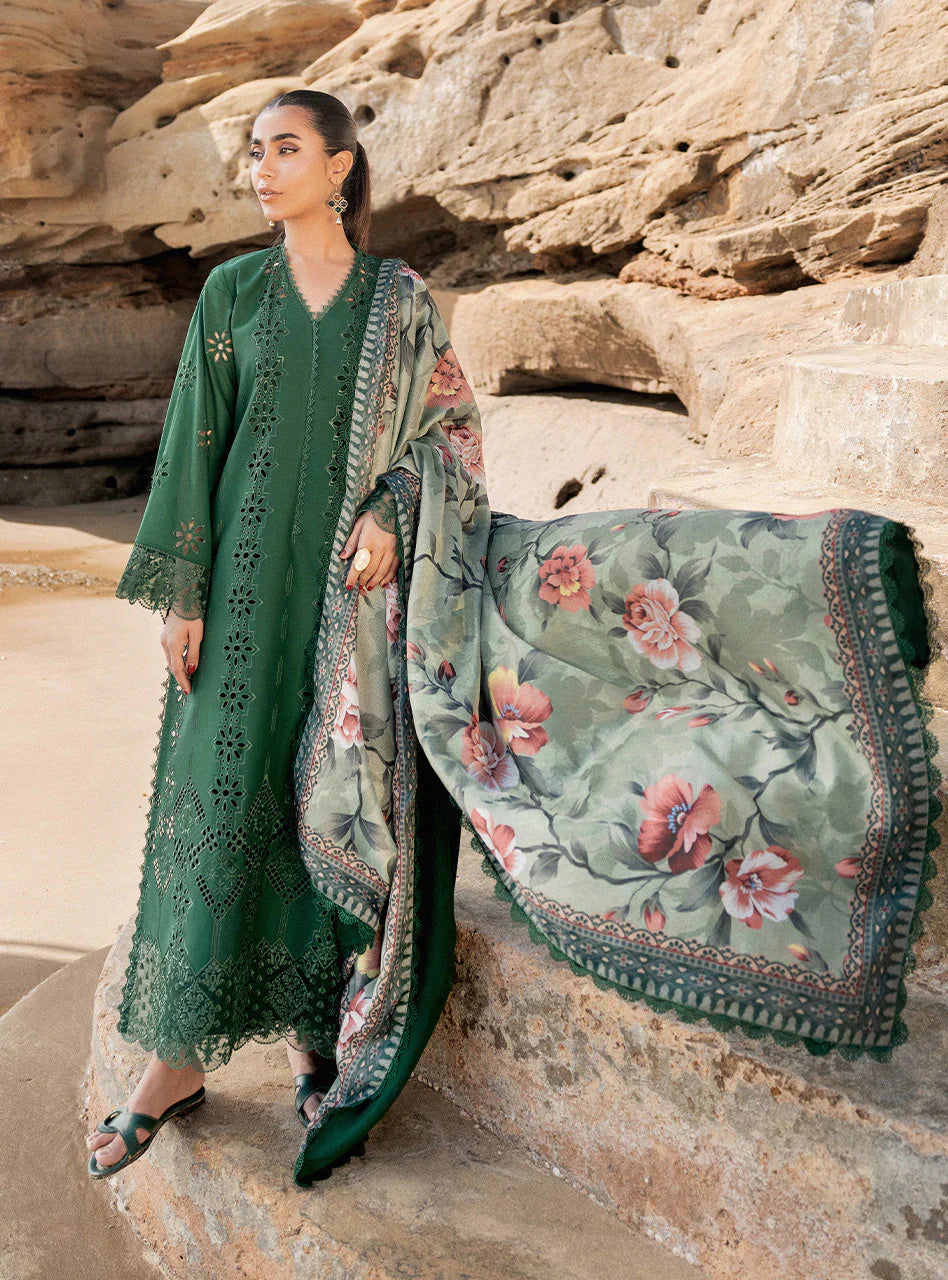 MARIA B 3PC Luxury Lawn Chikankri Embroidered With Printed Dupatta-453