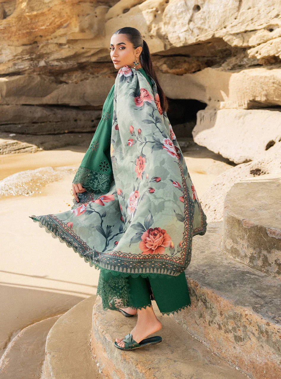 MARIA B 3PC Luxury Lawn Chikankri Embroidered With Printed Dupatta-453