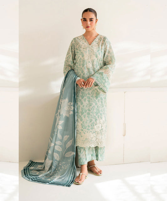 SHAHANAH KHADDAR 3PC - PRINTED SHIRT & TROUSER-906