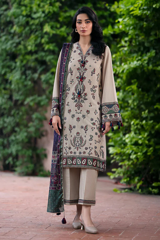 JAZMIN 3PC Khaddar Embroidered Shirt With Printed Dupatta-210