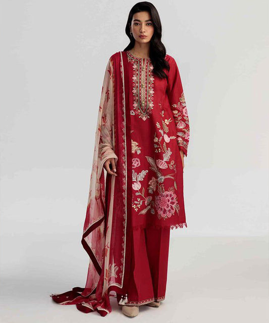 ZARA SHAHJAHAN Lawn 3PC Embroidered With Printed Dupatta-373