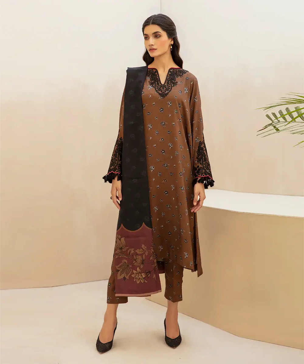 Shahanah 3PC Karandi Printed Suit-809