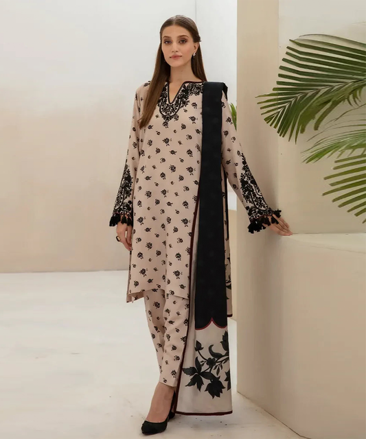 Shahanah 3PC Karandi Printed Suit-808