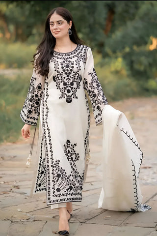 Jazmin Dhanak 3PC Embroidered With Dhanak Embroidered Shawl-105