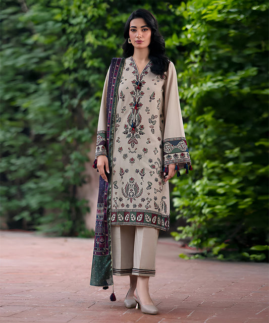 JAZMIN 3PC Khaddar Embroidered Shirt With Printed Dupatta-210