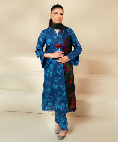 SHAHANAH KHADDAR 3PC - PRINTED SHIRT & TROUSER-909