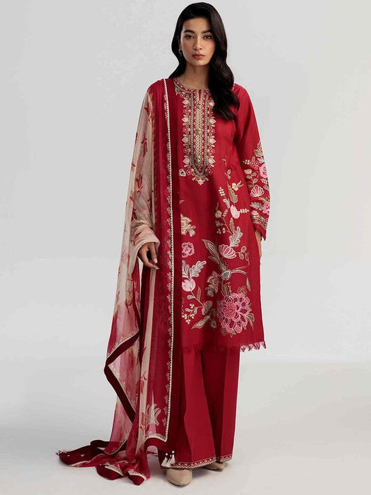 ZARA SHAHJAHAN Lawn 3PC Embroidered With Printed Dupatta-373