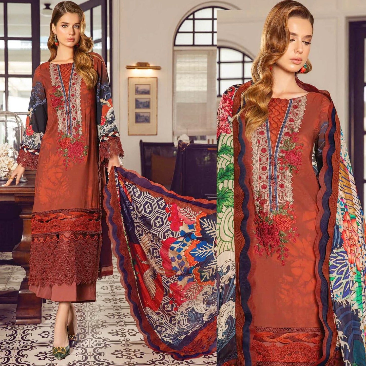 MARIA B 3PC Lawn Printed Shirt With Printed Dupatta And Trouser-778