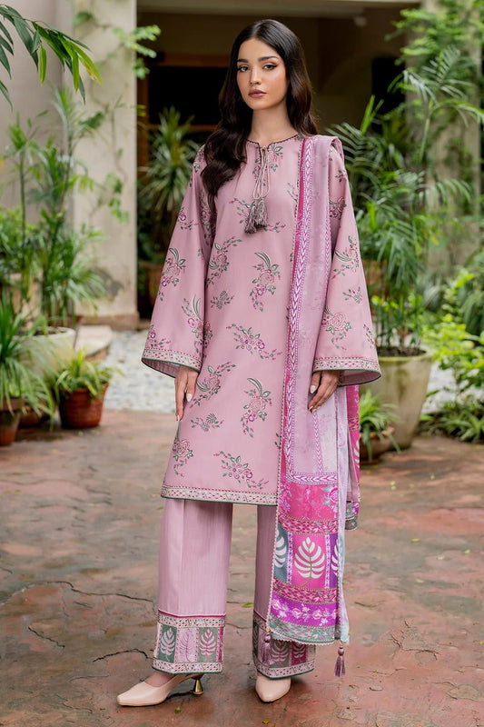 JAZMIN  3PC Dhanak Embroidered Shirt With Digital Printed Shawl-288