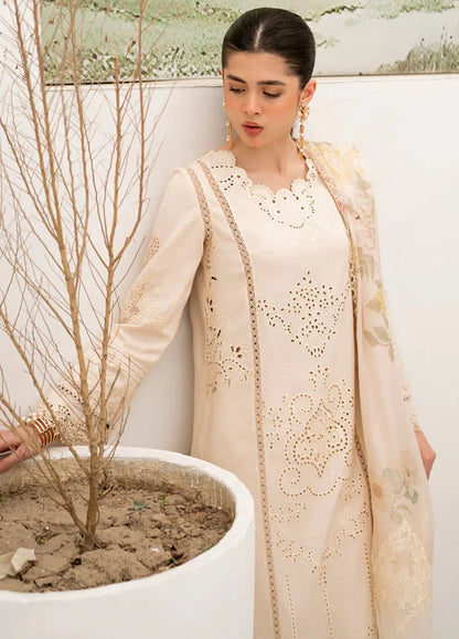 QALAMKAR Chikenkari Lawn 3PC Embroidered With Printed Dupatta-508